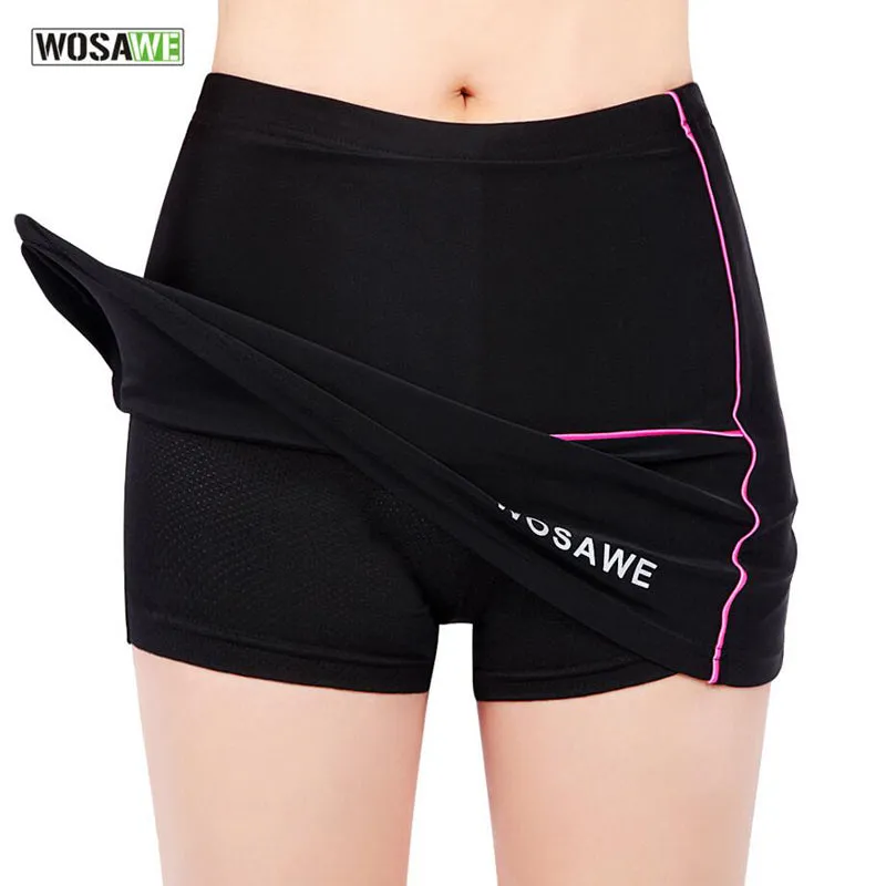 WOSAWE Cycling Women Girls Skirt Short Comfortable 3D Padded Mini Skirt Riding Mountain Bike Bicycle Cycle Short Skirts H2423