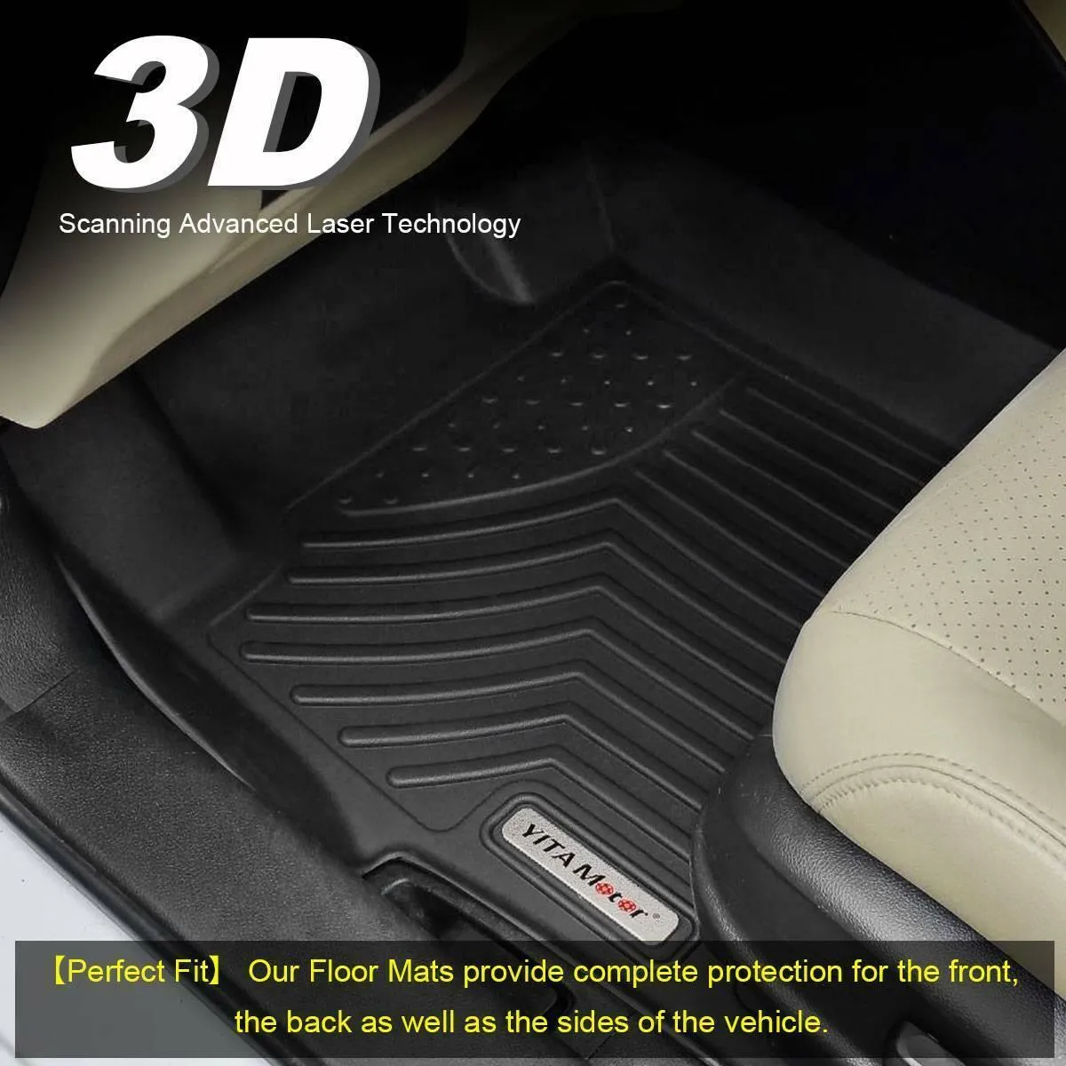 YITAMOTOR® Floor Mats Floor Liners for 2013-2016 Ford Fusion Lincoln MKZ, 1st & 2nd Row All Weather Protection