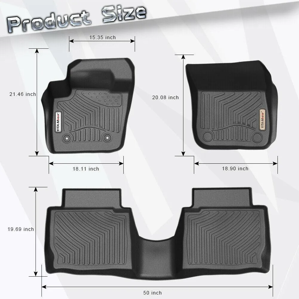 YITAMOTOR® Floor Mats Floor Liners for 2013-2016 Ford Fusion Lincoln MKZ, 1st & 2nd Row All Weather Protection