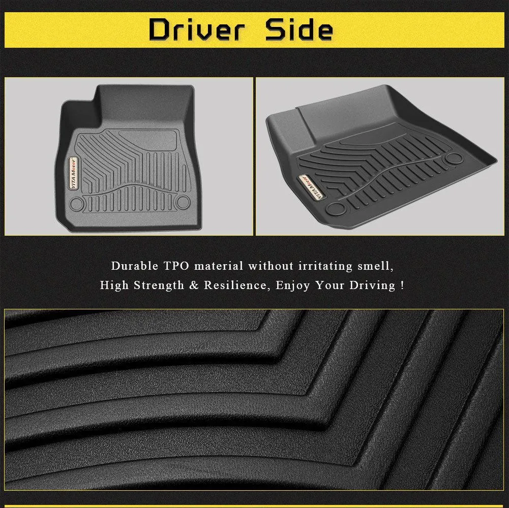 YITAMOTOR® Floor Mats Floor Liners For 2016-2024 Chevrolet Malibu 1st 2nd Row Heavy Duty Rubber All Weather Protection