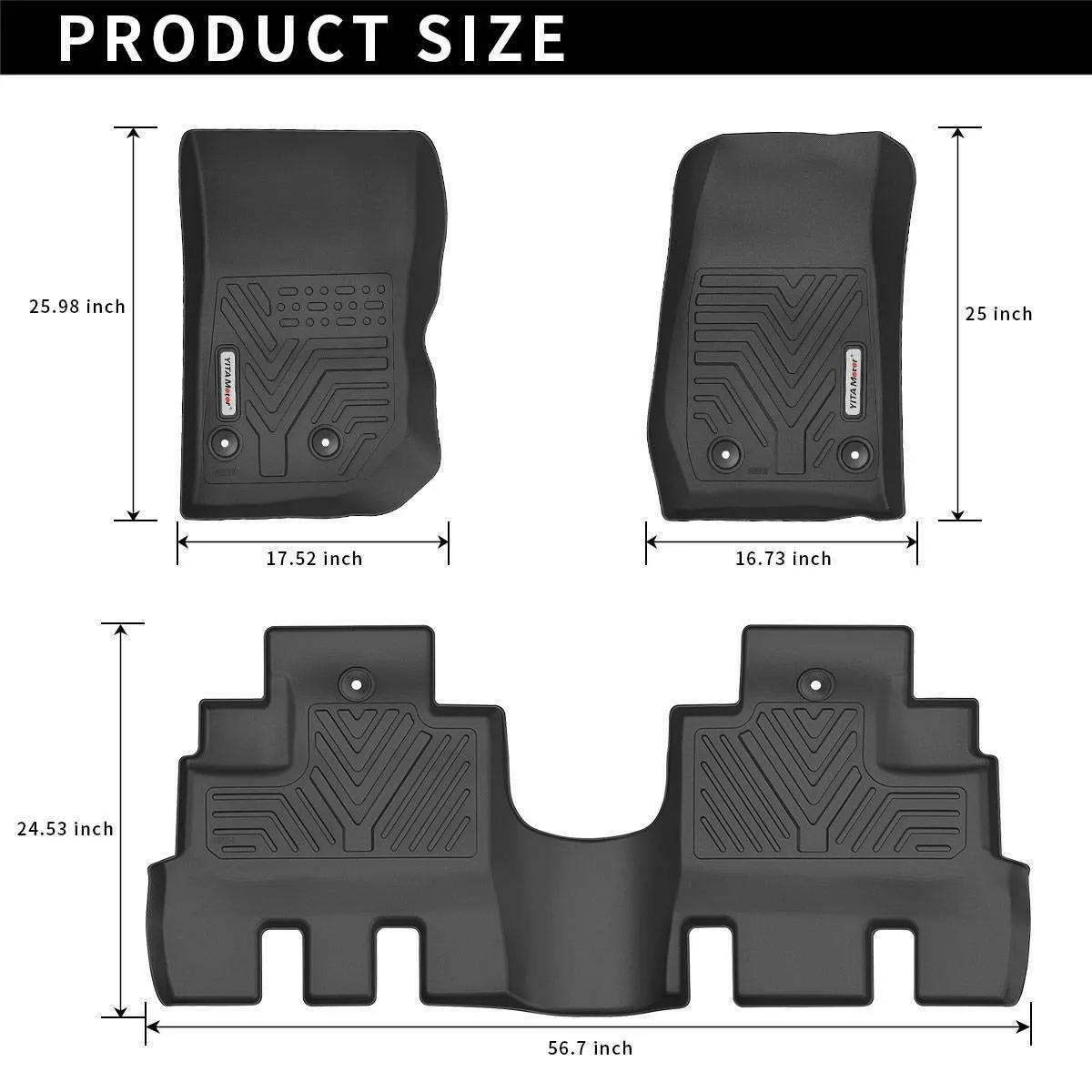 YITAMOTOR® Floor Mats Floor Liners For Jeep Wrangler JK Unlimited 2014-2018, 1st & 2nd Row All Weather Protection