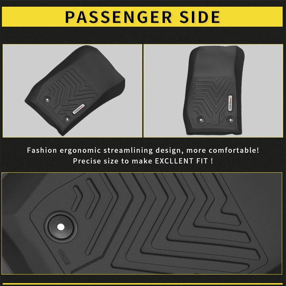 YITAMOTOR® Floor Mats Floor Liners For Jeep Wrangler JK Unlimited 2014-2018, 1st & 2nd Row All Weather Protection